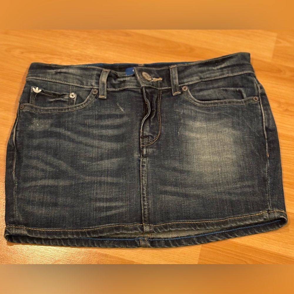 Adidas Originals Blue Jean Denim Mini‎ Skirt